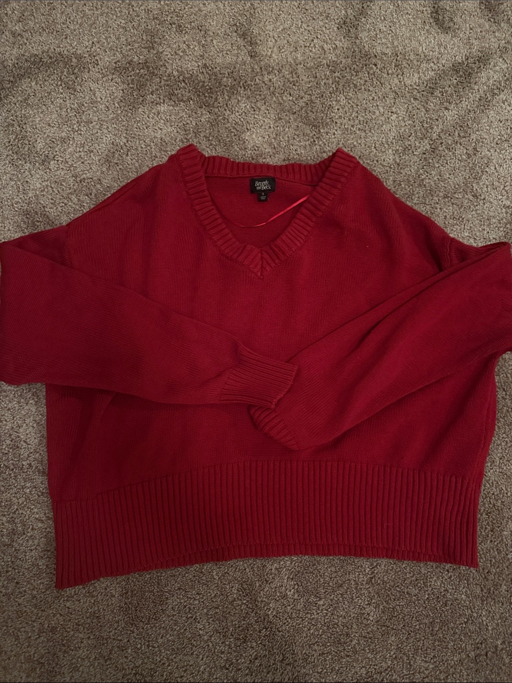 PacSun Red V-Neck Knit Sweater